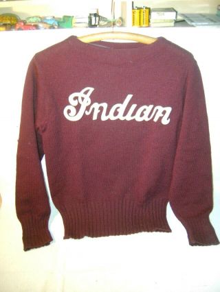 Vintage 1930 - 40,  S Indian Motorcycle Embroidered Sweater