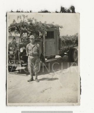 Wwii Japanese Photo: Army Pacific War Soldier And Truck