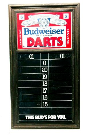Vintage Budweiser And Pub Master Dart Board Set Sign Man Cave Darts.  Score Board