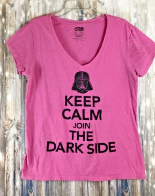 Star Wars Womens Ss Pink Keep Calm Darth Vader T - Shirt Top Size Xxl