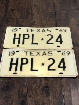 Vintage 1969 Texas Tx.  License Plate Set All Very Low Number