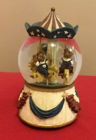 Boyds Bears Yankee Doodle Patriotic Carousel Animated Musical Snow Globe 1e/814
