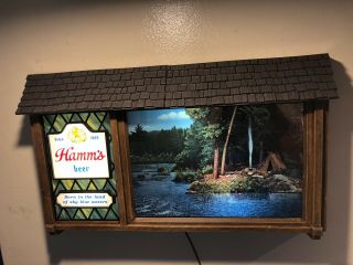 Vintage Hamm’s Beer Scenorama Campfire Waterfall Motion Lighted Hamms Sign
