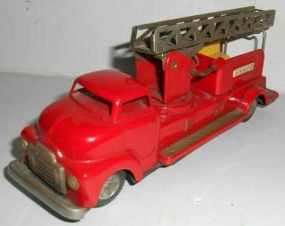 Vintage Sss Shioji Snorkel Fire Truck Tin Litho Friction Toy Japan 1960 