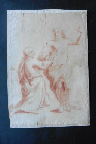 Italian - Roman School 17thc - Religious Scene Circle Passeri - Red Chalk Drawing