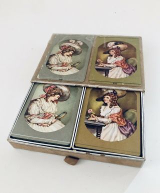Vintage Congress Cel - U - Tone Double Deck Playing Cards Ladies 232 233
