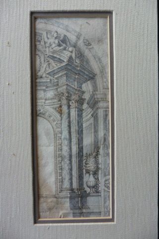 Italian - Bolognese School 17thc - Architectural Study Attr.  Colonna - Ink Drawing
