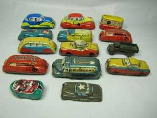 14 Vintage Dime Store German Japan Wind - Up Friction Cars And Trucks