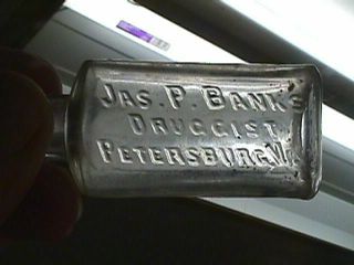 JAS.  P.  BANKS DRUGGISTS PETERSBURG VA.  PHARMACY MEDICINE DRUG STORE BOTTLE 3