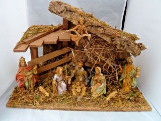 Vintage Italy Christmas Nativity Creche Stable Manger Baby Jesus Birth Fontanini