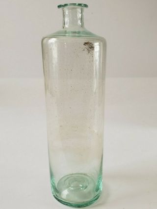 1830 - 1850 Open Pontil Flared Lip Aqua Medicine Apothecary Bottle