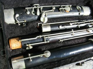 Vintage 1958 Fox Model 2 Wood Bassoon With Reeds & Case 3
