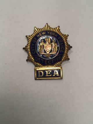 Vintage Enameled Brass - City Of York Police Detective (dea) Pin Rare