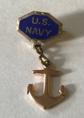 Vintage Wwii 1940’s Us Navy Sweetheart Lapel Pin Home Front Jewelry - Anchor