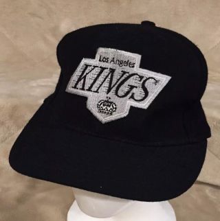 Vtg Los Angeles Kings Black Ccm American Needle Wool Adult Snapback Hat Cap Nhl