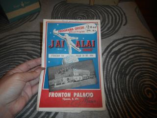 Vintage 1954 Jai Alai Games Official Program