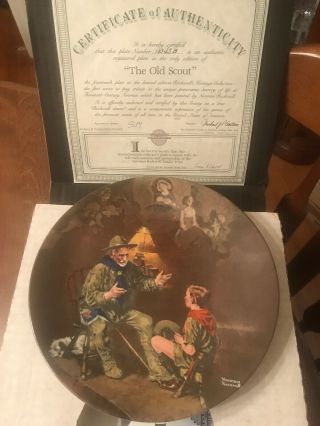 Norman Rockwell " The Old Scout " Plate - 1990 With Certificate Of Authenticity