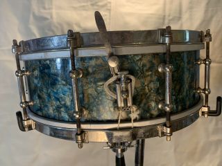 Vintage 1920 ' s Ludwig Snare Drum Pearl Wrap Rainbow Pearl Peacock? Make Offer 3