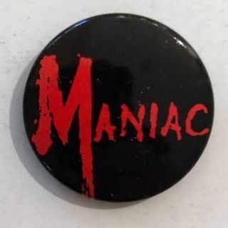 Maniac Vintage 1980s Slasher Horror Pinback Button William Lustig Joe Spinell
