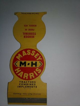 Vintage Matchbook Cover Massey Harris Tractors Combines Minden Nebraska Ne