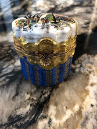 Limoges France Peint Main Trinket Box With Gold And Perfume Bottles
