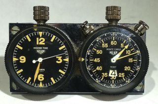 Vintage Heuer Master Time Clock,  Monte Carlo Dashboard Rally Stopwatch -