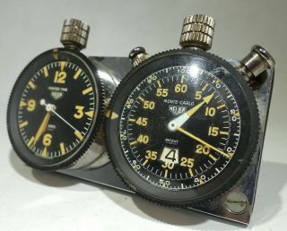 Vintage Heuer Master Time Clock,  Monte Carlo Dashboard Rally Stopwatch - 2