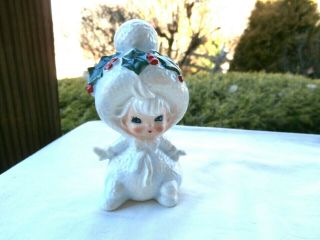 Holly Hair Rare Vintage Lefton Christmas Snow Angel Ceramic Figurine - Japan