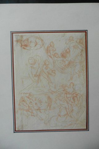 Italian - Bolognese School 17thc - Figure Studies Attr.  Pasinelli - Red Chalk
