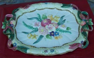 Vintage Fitz And Floyd Spring Bouquet Large Platter Flowers And Bows Lovely