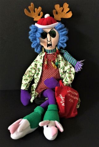 Hallmark Maxine Doll Christmas 18” Stressed In Holiday Style