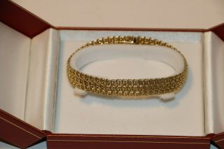 Stunning Vintage Estate Heavy Solid 18k Gold Fancy Mesh Link Statement Bracelet