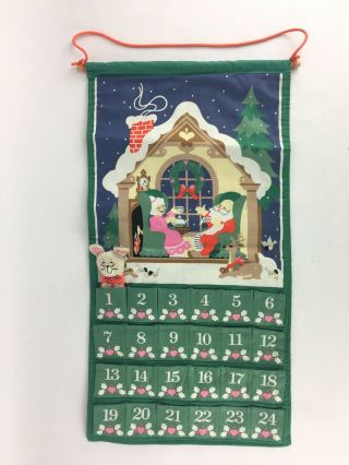 Vintage 1987 Avon Countdown To Christmas Advent Calendar With Mouse & Dowel