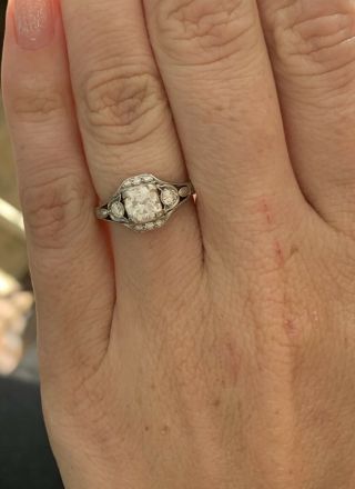 Vintage Art Deco Platinum Diamond Engagement Ring.  86ctw 3