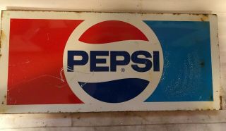 22” X 10” Vintage Pepsi Cola Gas Station Metal Sign Display Advertisement 1960s 3
