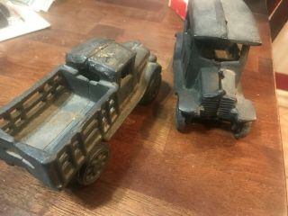 Vintage Cast Iron Metal Old Style Car And Old Style Farm Truck