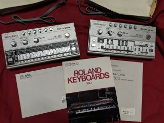 Roland Tb - 303 Bass Line & Tr - 606 Dramatix (vintage Originals) W/manuals & Power