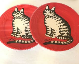 Set Of 2 Packs Vintage B Kliban Cat Dessert Plate 8 Count - 7 " Diameter