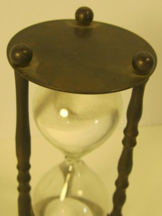 Vintage 6 inches Tall Hourglass 10 Minute Metal is Brass or Copper or Bronze USA 2