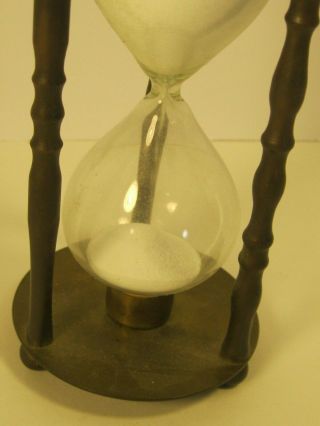 Vintage 6 inches Tall Hourglass 10 Minute Metal is Brass or Copper or Bronze USA 3