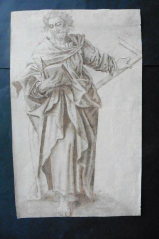 French School Ca.  1600 - Portrait Apostle Simon Attr.  Boucher De Bourges - Ink