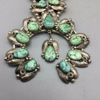 Gorgeous Bright Vintage Squash Blossom Necklace With Great Damele Turquoise
