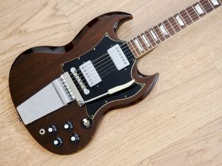 1971 Gibson Sg Standard Vintage Guitar Walnut W/ T Tops & Maestro Vibrola