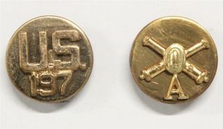 Army Enlisted Collar Pin: Battery A,  197th Coast Artillery,  Set