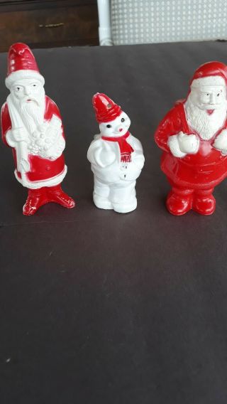 Vintage Irwin Plastic Celluloid Santa Claus And Snowman Christmas In July