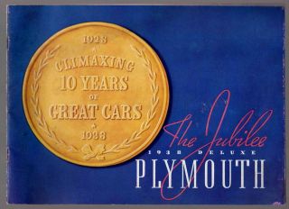 1938 Jubilee Deluxe Plymouth Car Sales Brochure Full Color