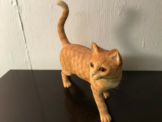Realistic Orange Tabby Cat Statues Home Decor Animal Figure