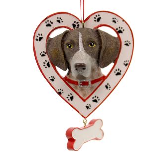 Personalized Ornament Dog In Heart W/bone Resin Best Friend A1435 Pointer