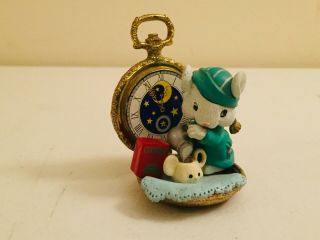 Vintage 1994 Enesco? Mouse With Pocketwatch Christmas Ornament Lustre Fame