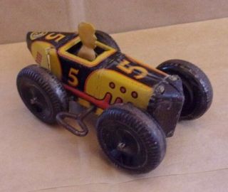 Vintage Marx Tin Wind Up Race Car No.  5